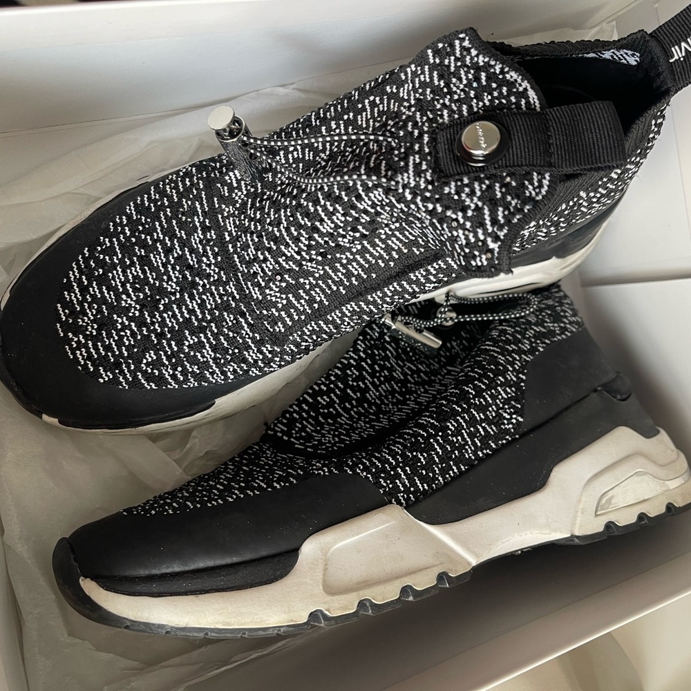 Black and White Knit Sneakers